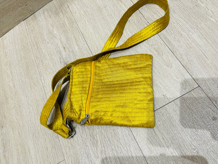 Women's  Yellow Handcrafted Textile Sling Bag