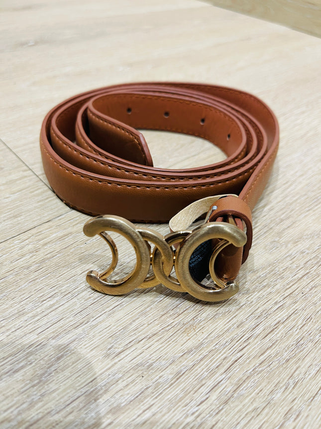 Women's Celine Triomphe gold-toned Buckle Shaped  Belt