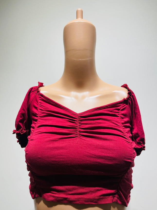 Women's Casual Red Crop Top - S Size