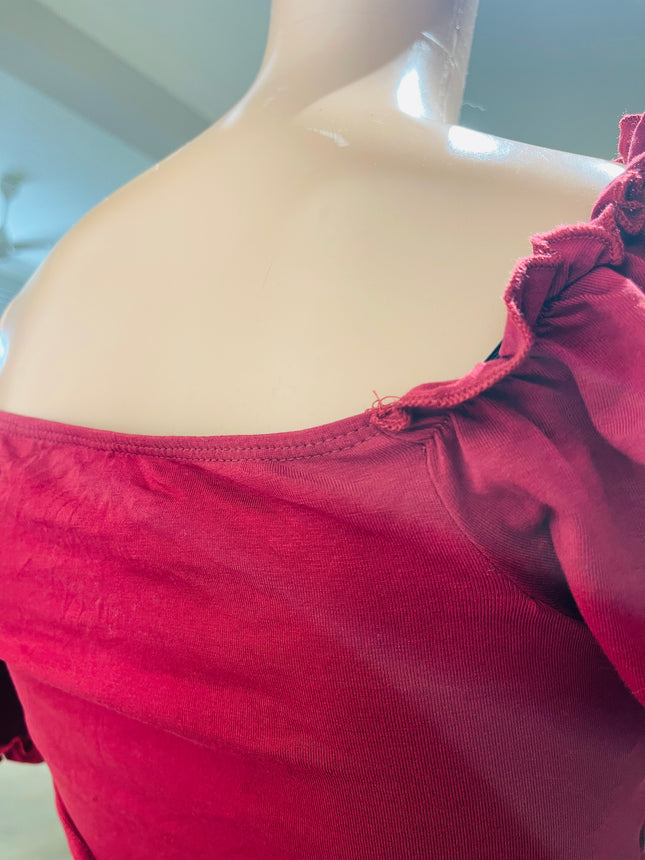 Women's Casual Red Crop Top - S Size