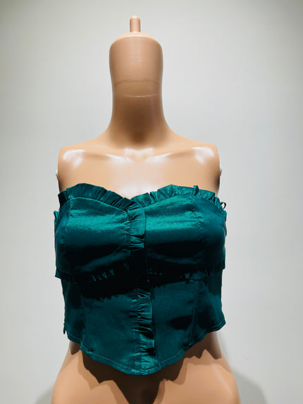 SHEIN Women's Green Corset Crop Top - S Size