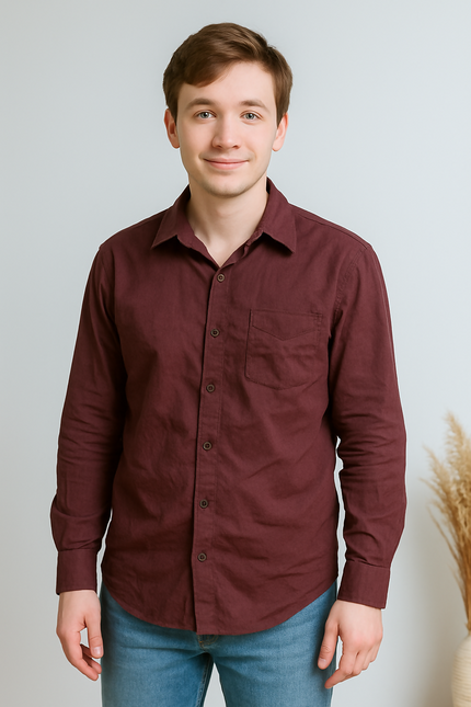 Men's Casual Brown Shirt - 4 XL Size