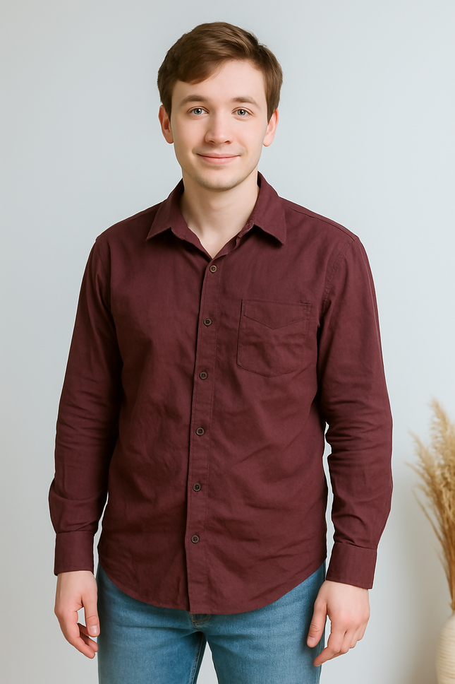 Men's Casual Brown Shirt - 4 XL Size