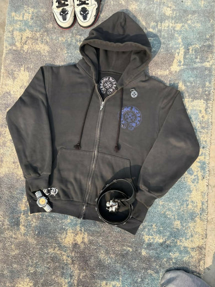 Men's ChromeHearts zip-up black hoodie - M