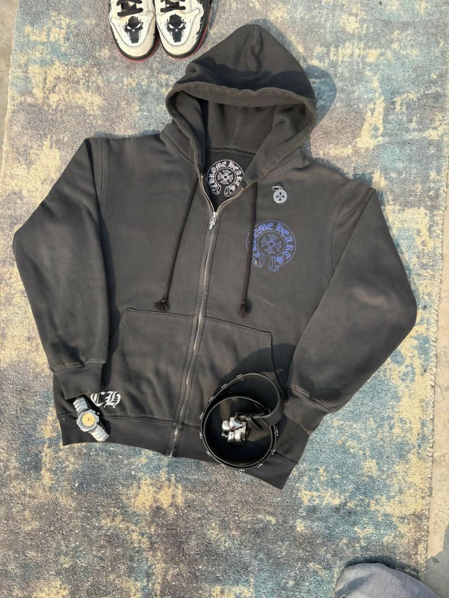 Men's ChromeHearts zip-up black hoodie - M