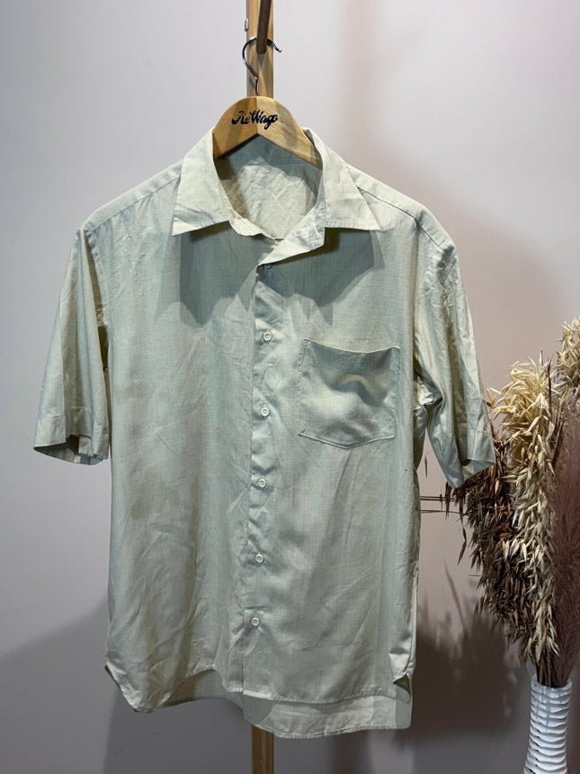 Men's Casual Pale Sage Beige Shirt - XL Size