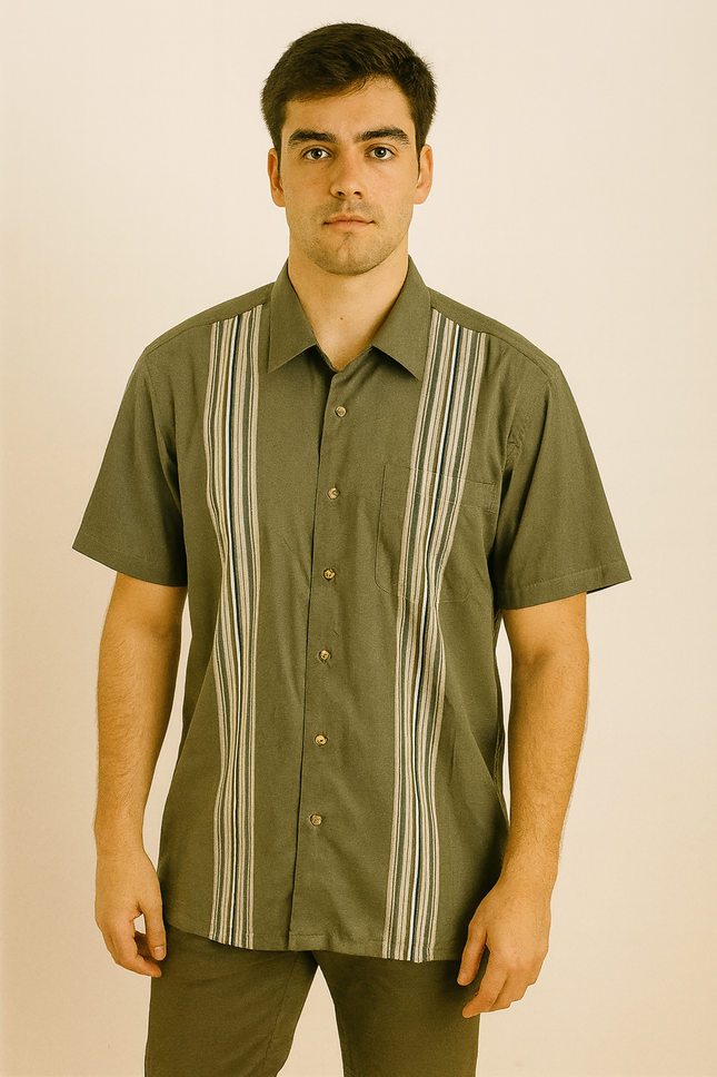 Men's Casual Muted Olive Green Shirt - XXXL size