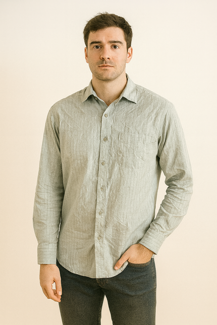 Men's Casual Light Mint Grey Shirt - M size