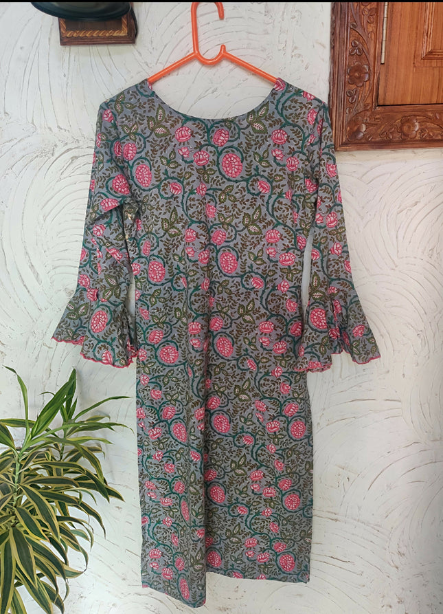 Greyish Pink with a Hint of Green colour Kurta