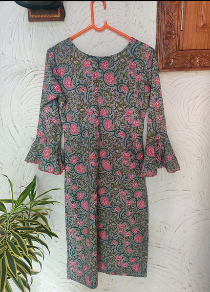Greyish Pink with a Hint of Green colour Kurta