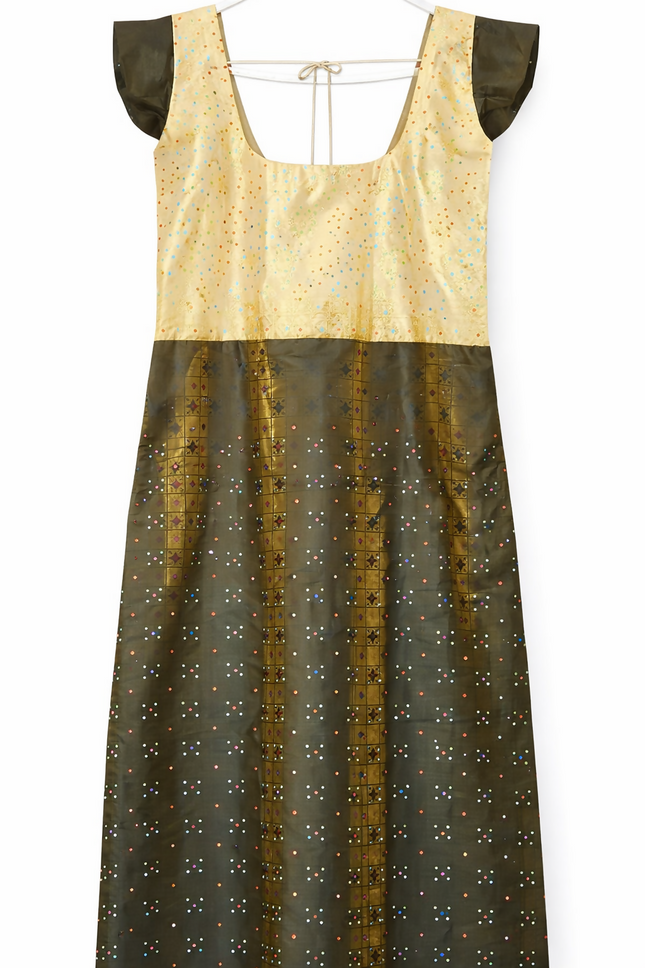 Golden Bodice Olive Traditional Midi Dress - XL Size