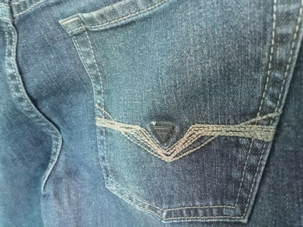 Women's Vintage skinny straight leg dark blue jeans - XS Size