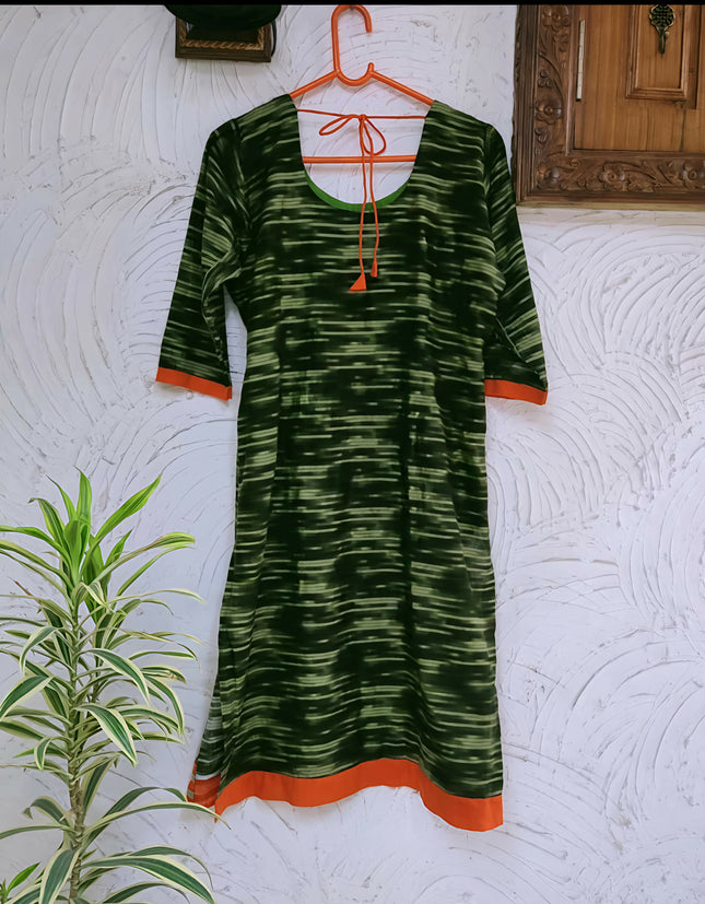 Olive Green Embroidery Work Kurta