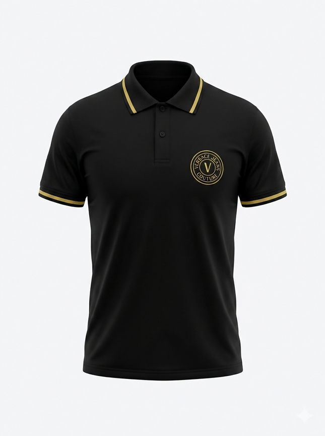 Authentic Versace Jeans Couture Black Polo Shirt Size L/M