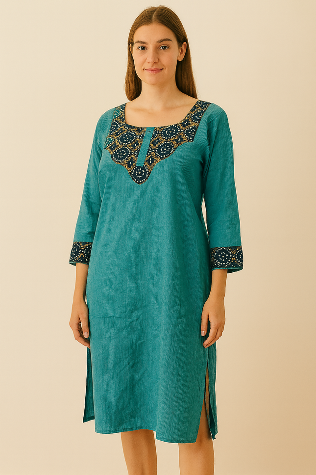 Women's Casual Teal Kurta - L Size