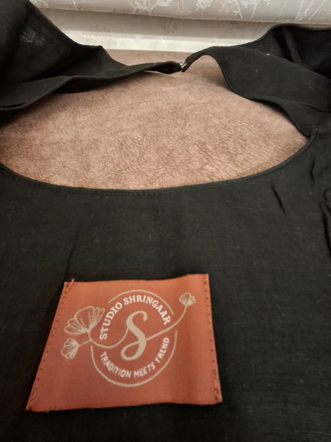 Plain Black Blouse - Textured and Polyster - Art Silk - Chest Size 34