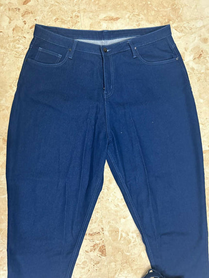 Women's blue stretchable jeans with Bow ends- 42 size