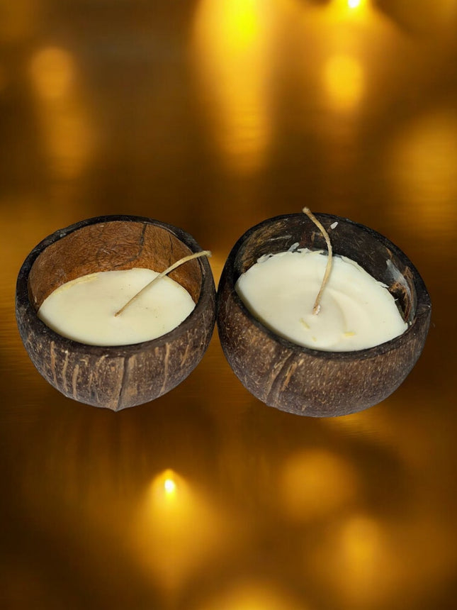 ONEarth Soy Wax Candle - Coconut Shell (100gms only) Pack of 2 Vanilla