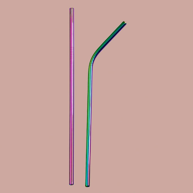 ONEarth Stainless Steel Straws With Cleaner - Rainbow (1 ST+1 Bend)