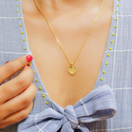 ONEarth Citrin Stone Pendant with Golden Chain