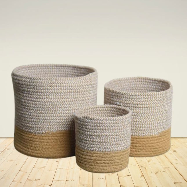 ONEarth Dual Tone Jute Baskets - Set of 3