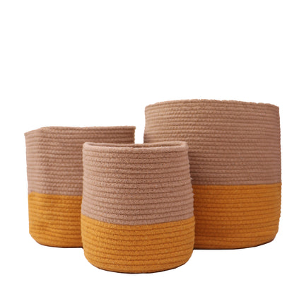 ONEarth Dual tone Jute Baskets ( Yellow) Large