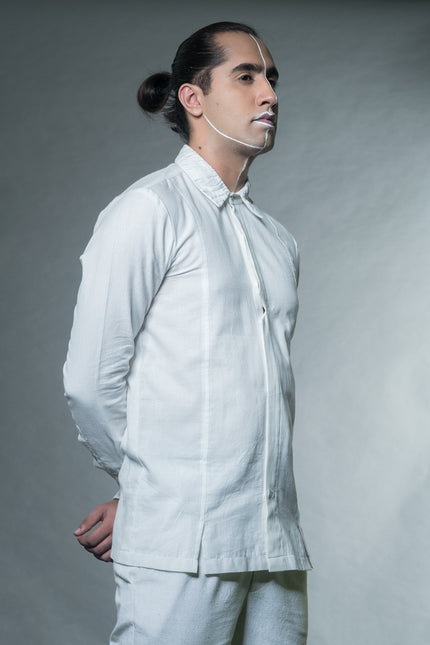 Anushe Pirani Men's Shirt With Gathers In Collar