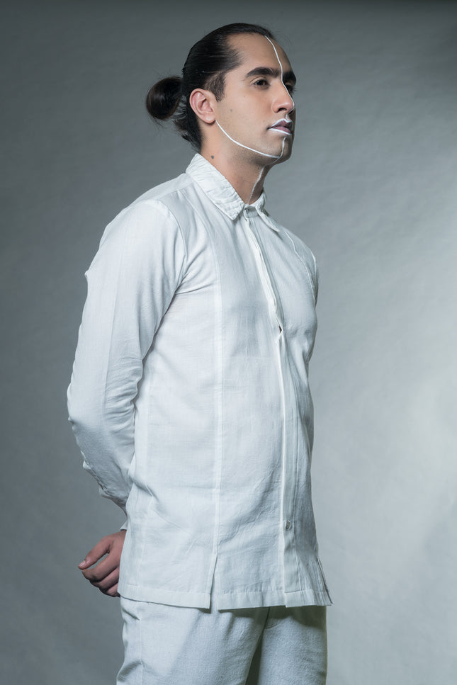 Anushe Pirani Men's Shirt With Gathers In Collar