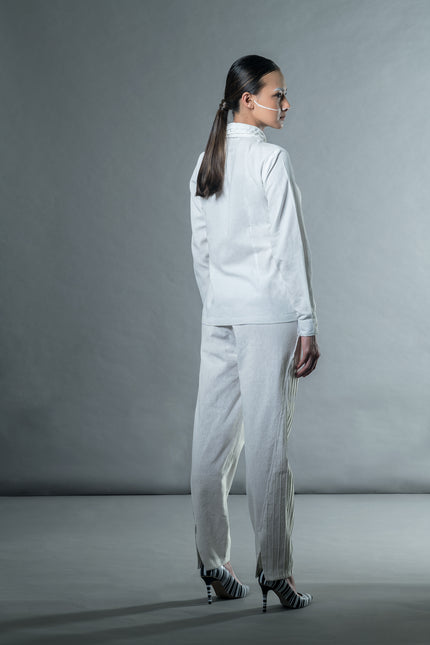 Anushe Pirani Women's Shirt With Shell Tucks Collar