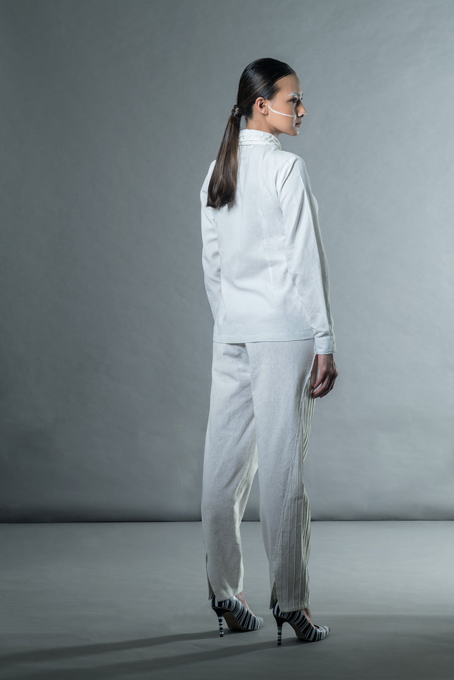 Anushe Pirani Women's Shirt With Shell Tucks Collar