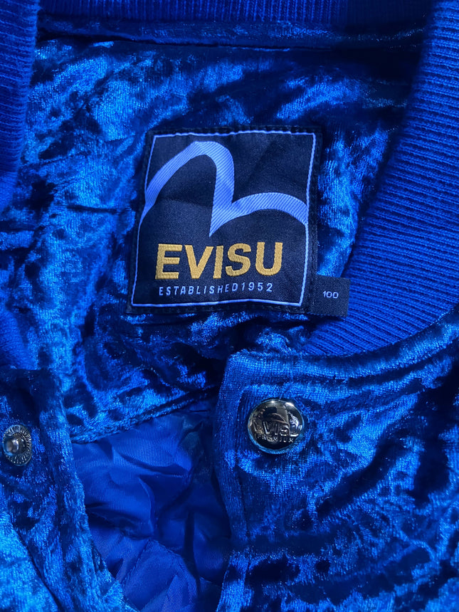 Evisu Tiger Velour Sukajan Blue Embroidery Bomber Jacket Japan Style