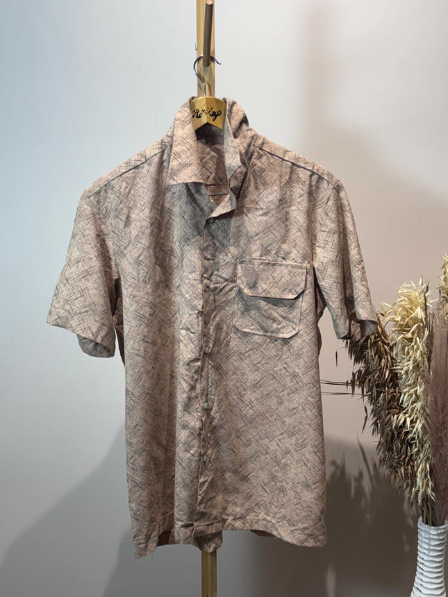 Men's Casual Beige Printed Shirt – XL Size