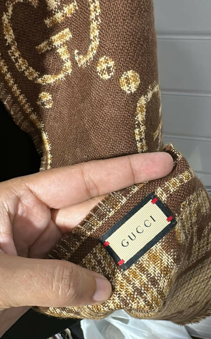 Authentic Gucci - SCARF MONOGRAM WOOL CASHMERE SILK