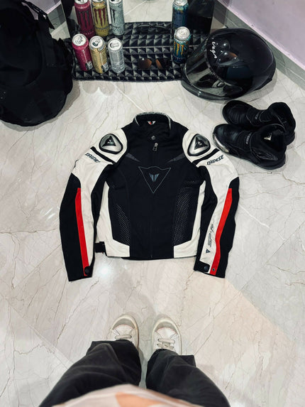 Men's Vintage Leather Racing Moto Jacket -