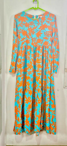 Cortigiani Orange and blue Rayon Maxi Dress – Small Size