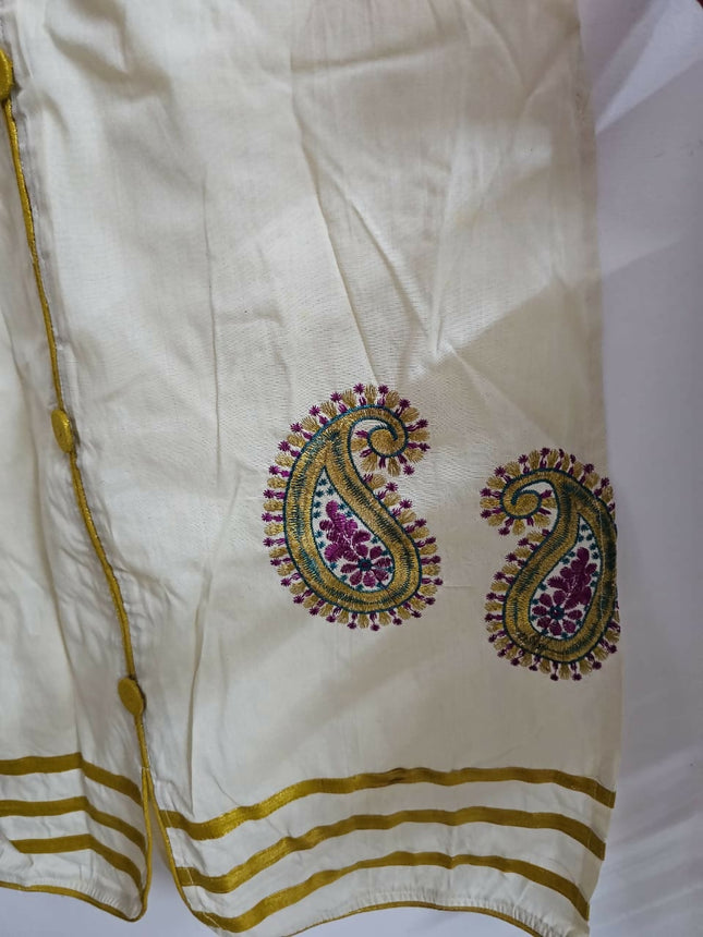 Traditional Wear Off White Kurtha with Pants of M size