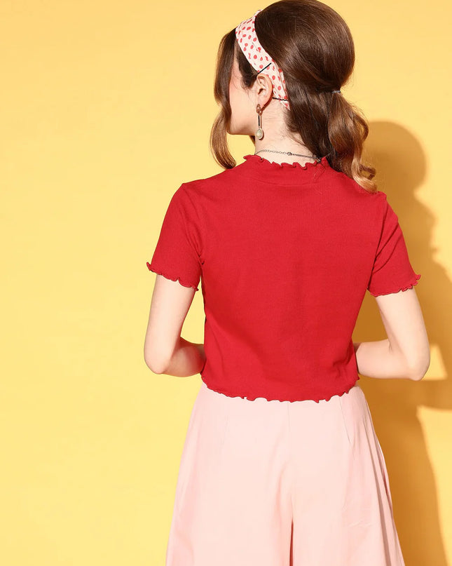 Sassafras Women's Red T-shirt Crop Top - M Size
