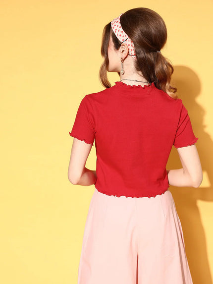 Sassafras Women's Red T-shirt Crop Top - M Size