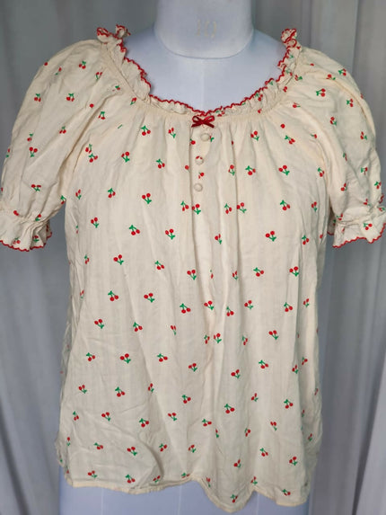 Women's Casual White Print Top - M Size