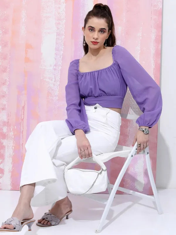Tokyo Talkies Women’s  Lavender Crop Top - M Size