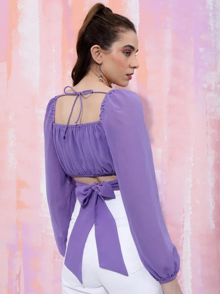 Tokyo Talkies Women’s  Lavender Crop Top - M Size