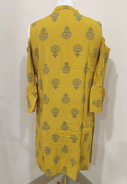Iktara Women's Ethnic Mustard Kurti Size L