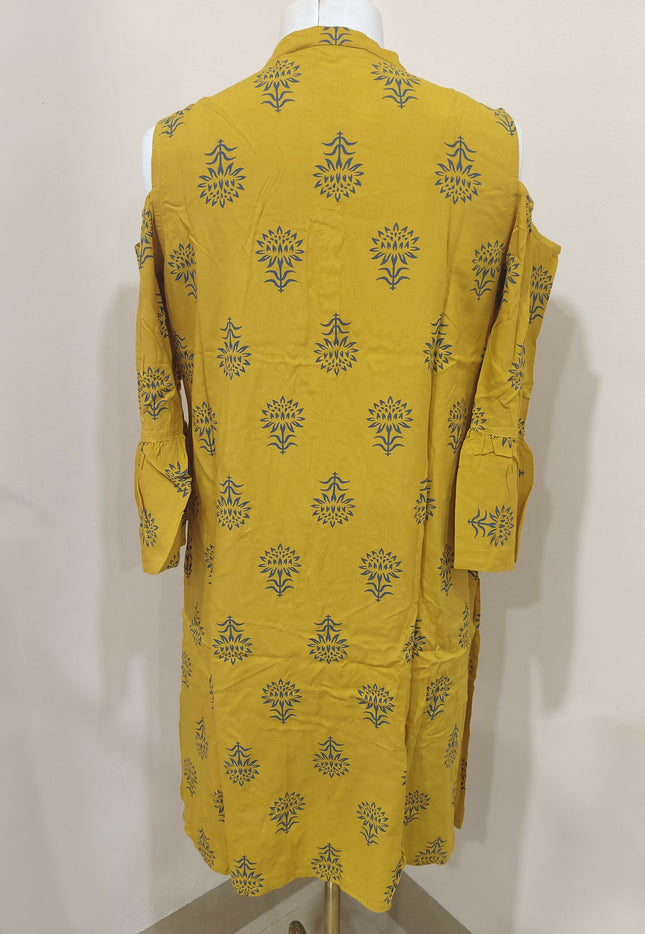 Iktara Women's Ethnic Mustard Kurti Size L