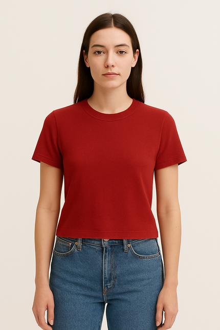 Women's Casual Tie Red Crop Top - S Size