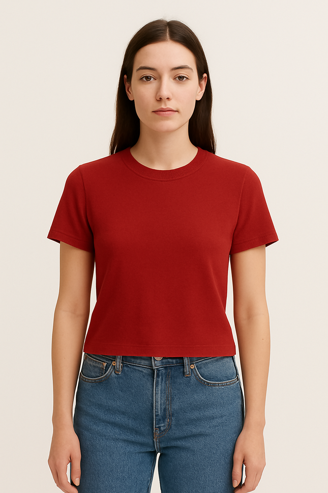 Women's Casual Tie Red Crop Top - S Size
