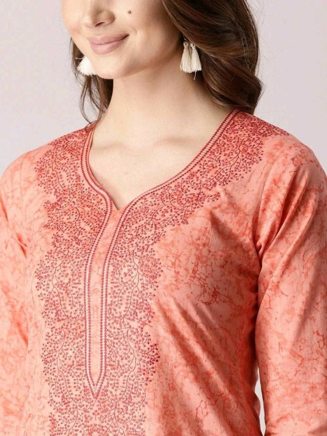 Libas Embroidered Sharbati (Pastel Orange) Kurta
