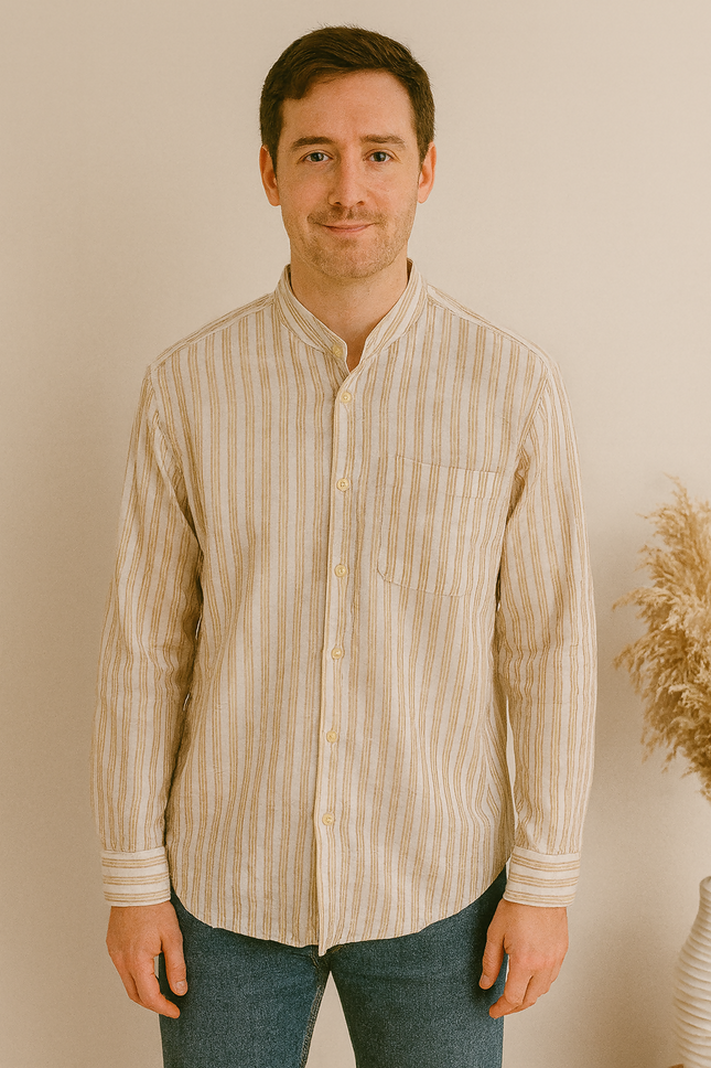 Men's Casual Cream Shirt - L Size