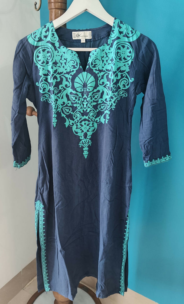 Westside Women's Casual Navy Blue Printed Kurti Size S/10