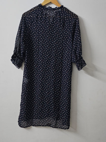 XIOMI Women's Polka Dotted Navy Blue Dress - M Size