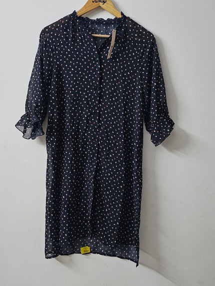 XIOMI Women's Polka Dotted Navy Blue Dress - M Size